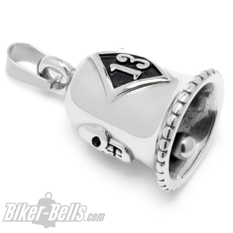 Lucky 13 Biker-Bell Stainless Steel Lucky Charm Motorcycle Bell Thirteen Lucky Bell